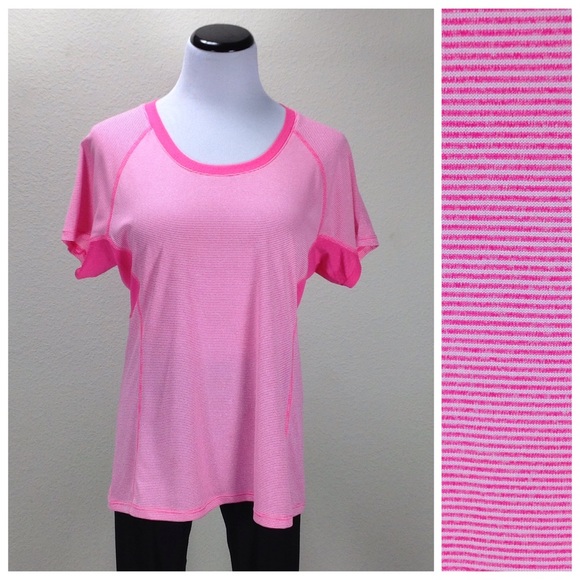 RBX Tops - NWOT RBX  Pink & White Striped Short Sleeve Top